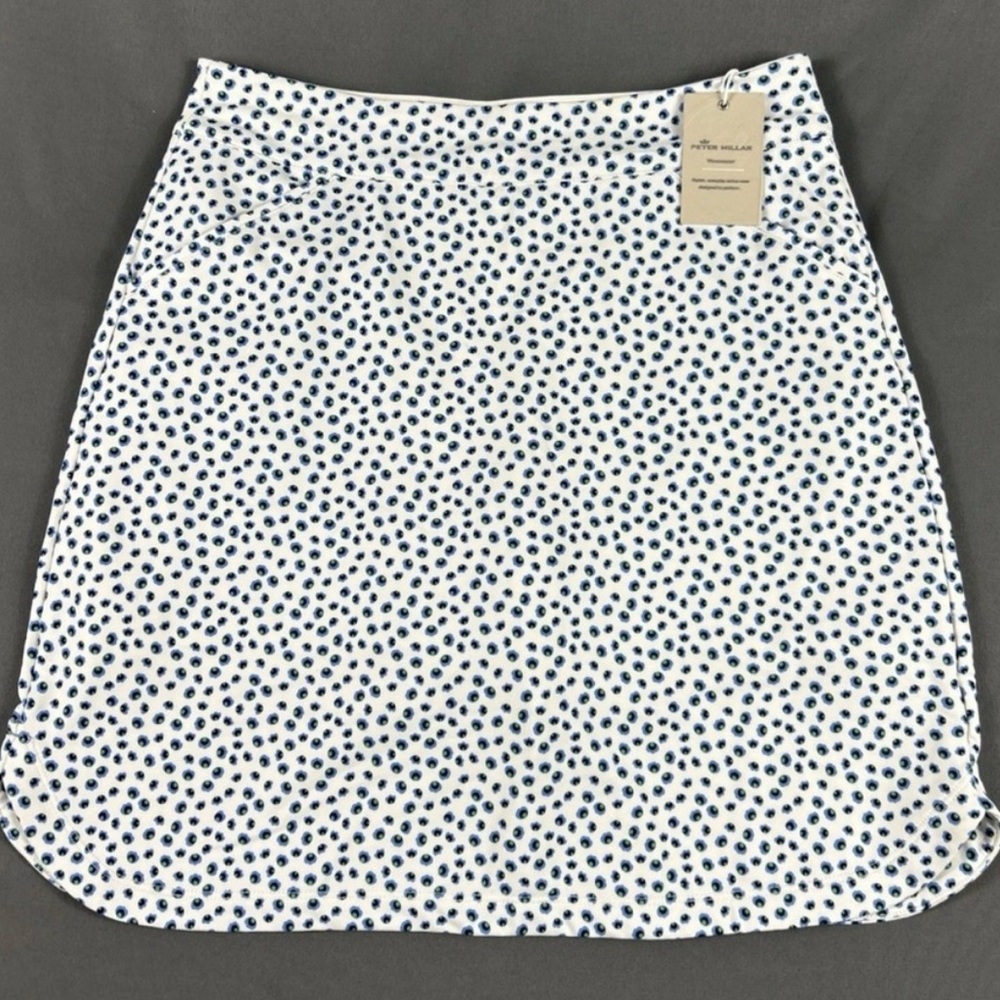 Peter Millar Womens Golf Skort Lily Pad Print XS White Blue Polyester